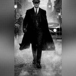 Vintage Richman Brothers 1960s Men's Black Virgin Wool Trench Coat Large